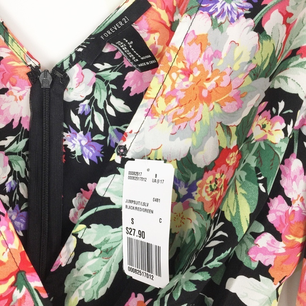 NEW Forever 21 Black Floral Romper S - Picture 3 of 7